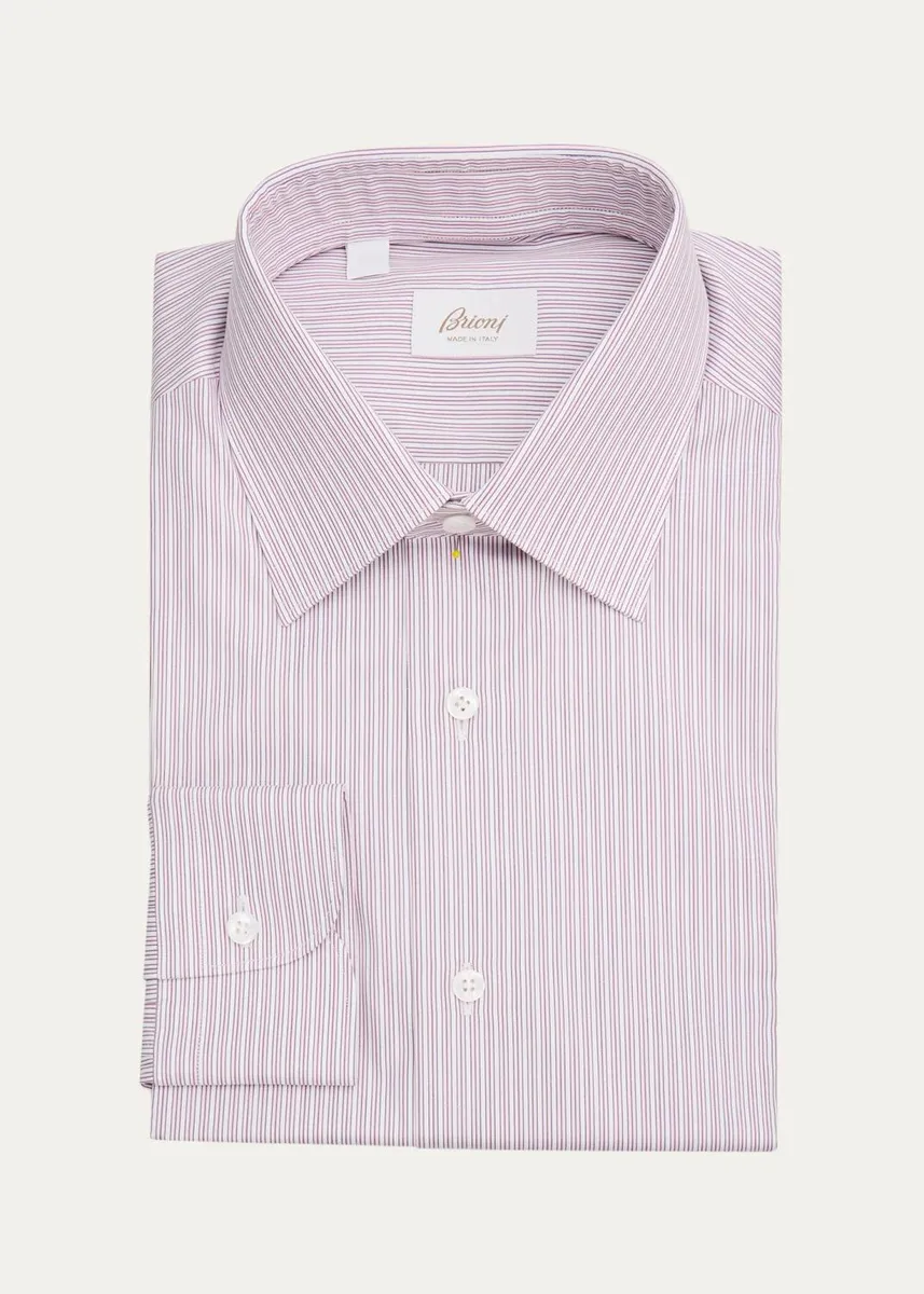 Brioni Men's Striped Cotton Dress Shirt | Thumbnail 3 Brioni Men's Striped Cotton Dress Shirt | Thumbnail 3