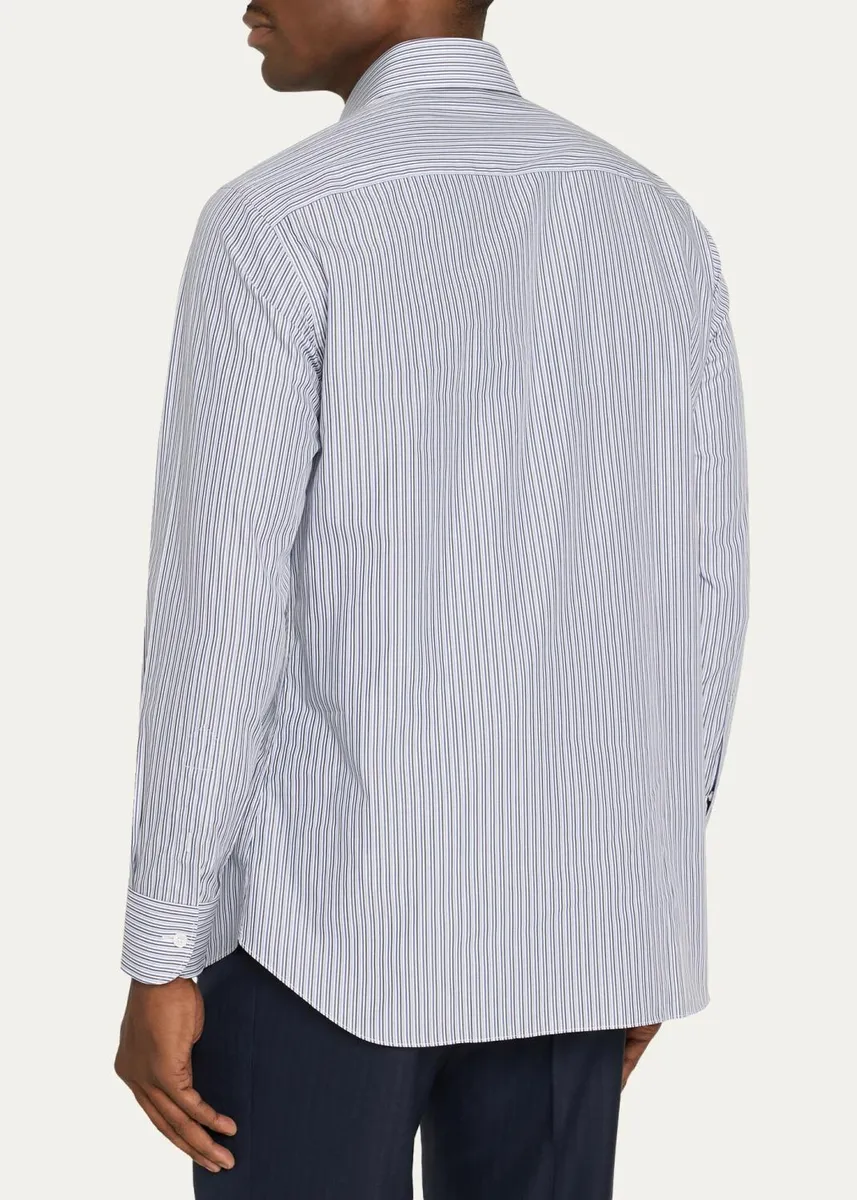 Brioni Men's Striped Cotton Dress Shirt | Thumbnail 3 Brioni Men's Striped Cotton Dress Shirt | Thumbnail 3