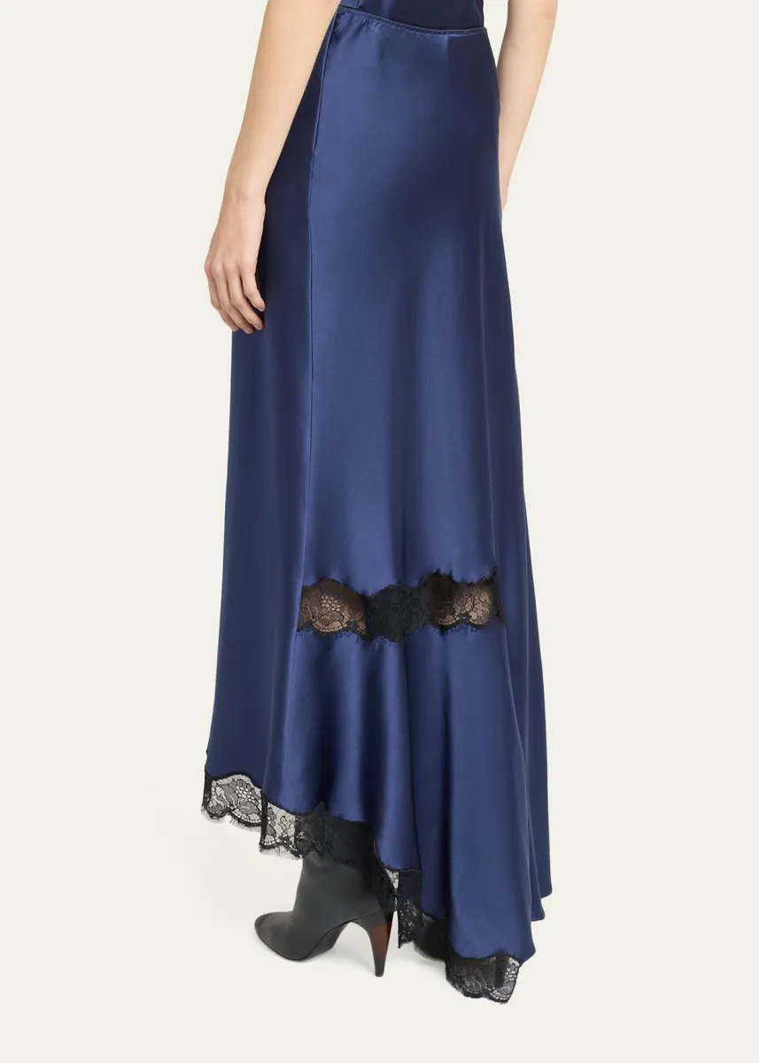 Isabel Marant Alexandra Lace-Trim Asymmetric Satin Midi Skirt | Thumbnail 3 Isabel Marant Alexandra Lace-Trim Asymmetric Satin Midi Skirt | Thumbnail 3