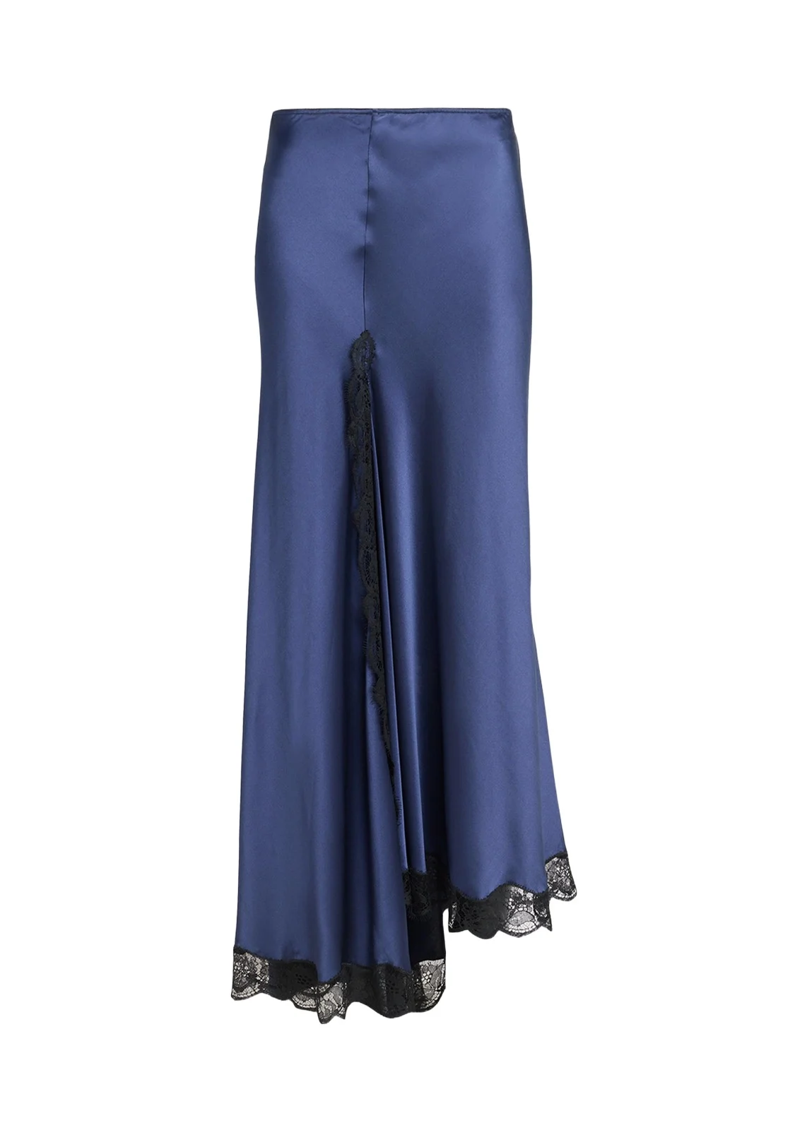 Alexandra Lace-Trim Asymmetric Satin Midi Skirt Alexandra Lace-Trim Asymmetric Satin Midi Skirt