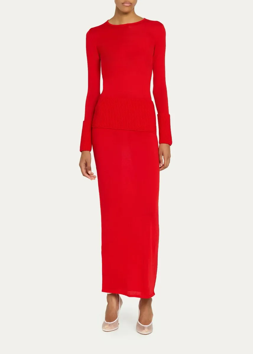 ALAÏA Merino Wool Long-Sleeve Bodycon Maxi Dress | Thumbnail 2 ALAÏA Merino Wool Long-Sleeve Bodycon Maxi Dress | Thumbnail 2