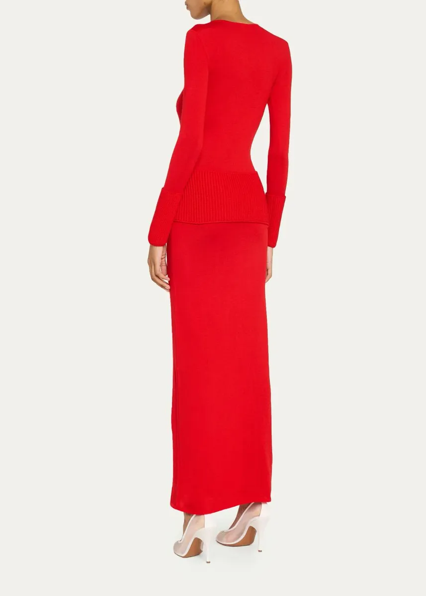 ALAÏA Merino Wool Long-Sleeve Bodycon Maxi Dress | Thumbnail 3 ALAÏA Merino Wool Long-Sleeve Bodycon Maxi Dress | Thumbnail 3