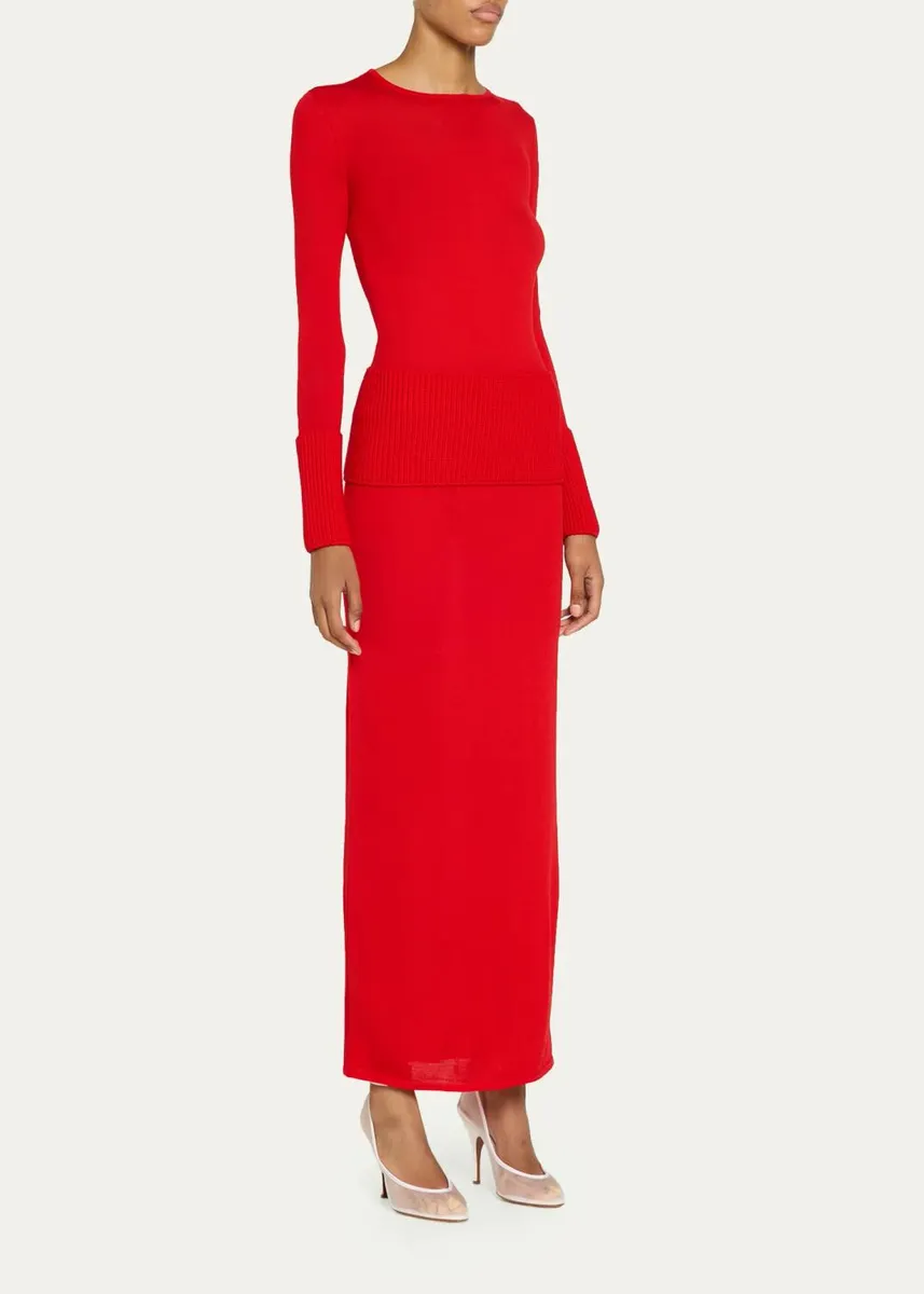 ALAÏA Merino Wool Long-Sleeve Bodycon Maxi Dress | Thumbnail 4 ALAÏA Merino Wool Long-Sleeve Bodycon Maxi Dress | Thumbnail 4