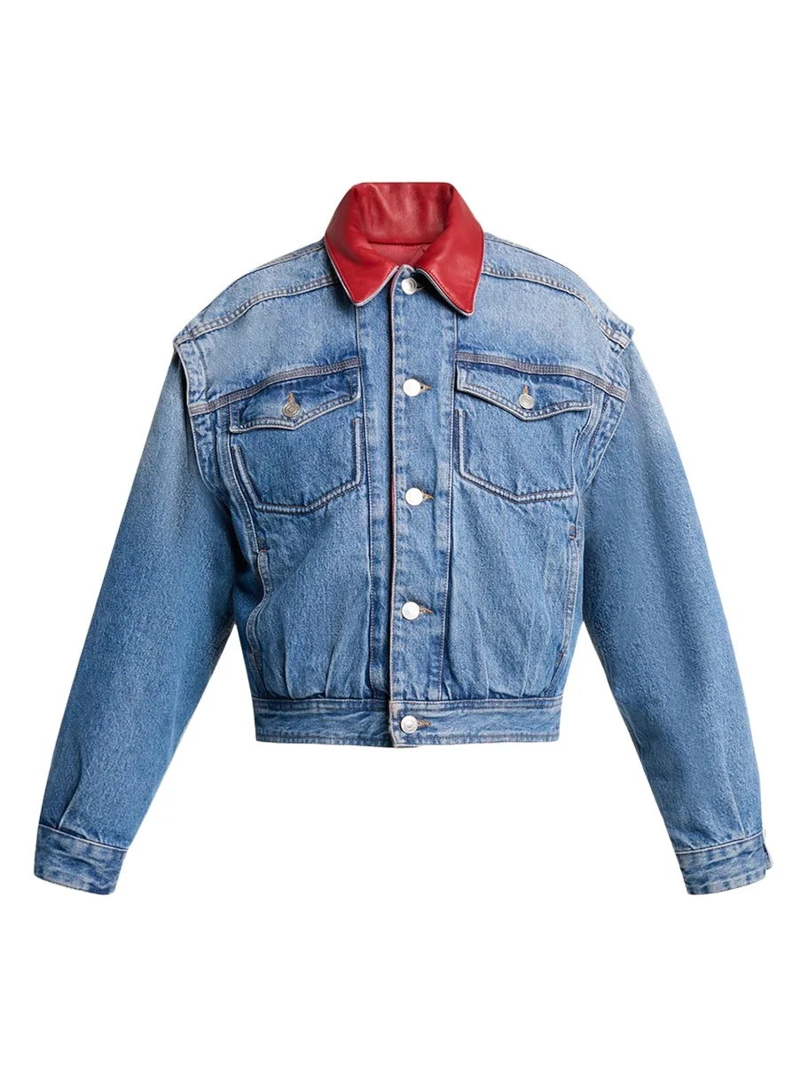 Isabel Marant Devyn Reversible Leather & Denim Jacket