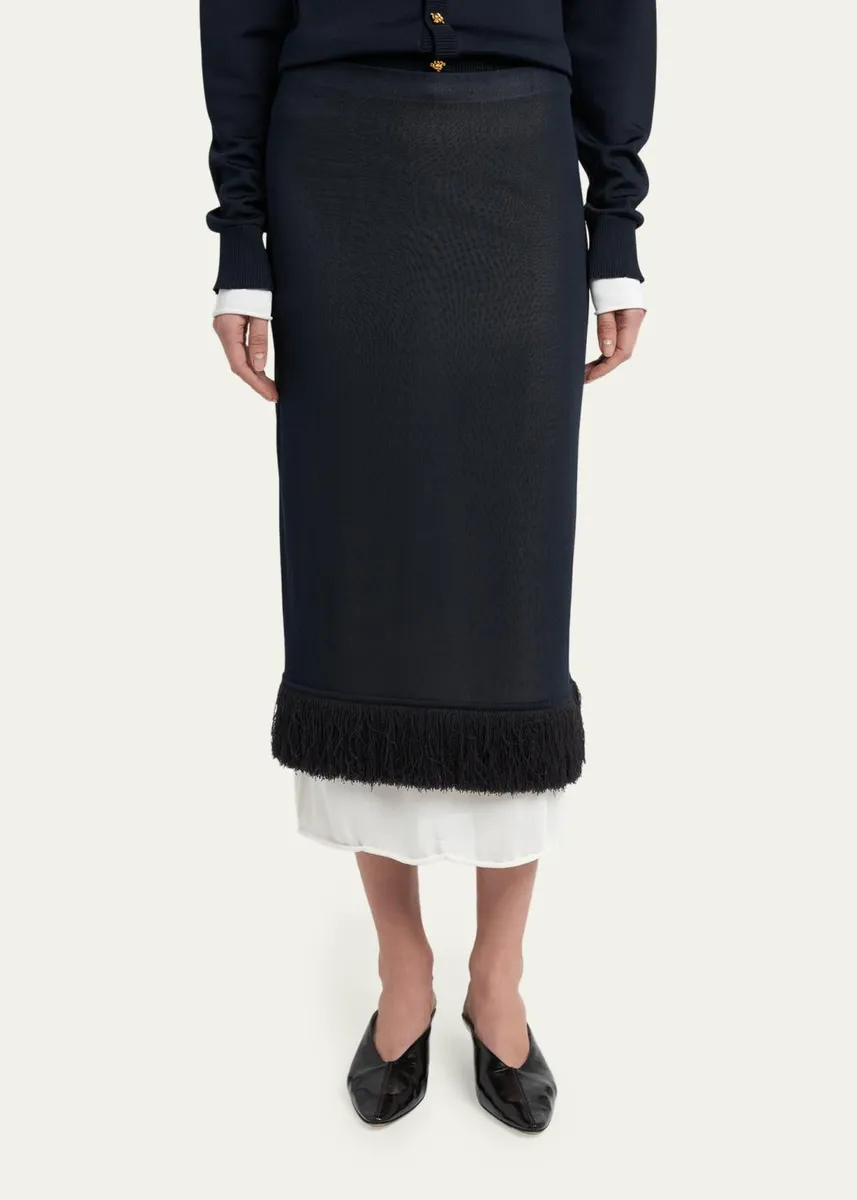 Bottega Veneta Colorblock Layered Fringe Midi Skirt | Thumbnail 4 Bottega Veneta Colorblock Layered Fringe Midi Skirt | Thumbnail 4