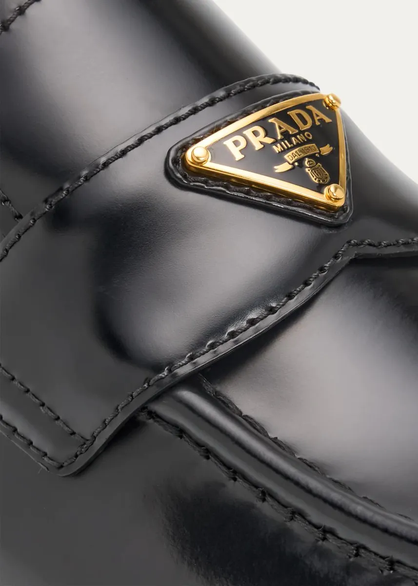 Prada 10mm Leather Loafers | Thumbnail 3 Prada 10mm Leather Loafers | Thumbnail 3