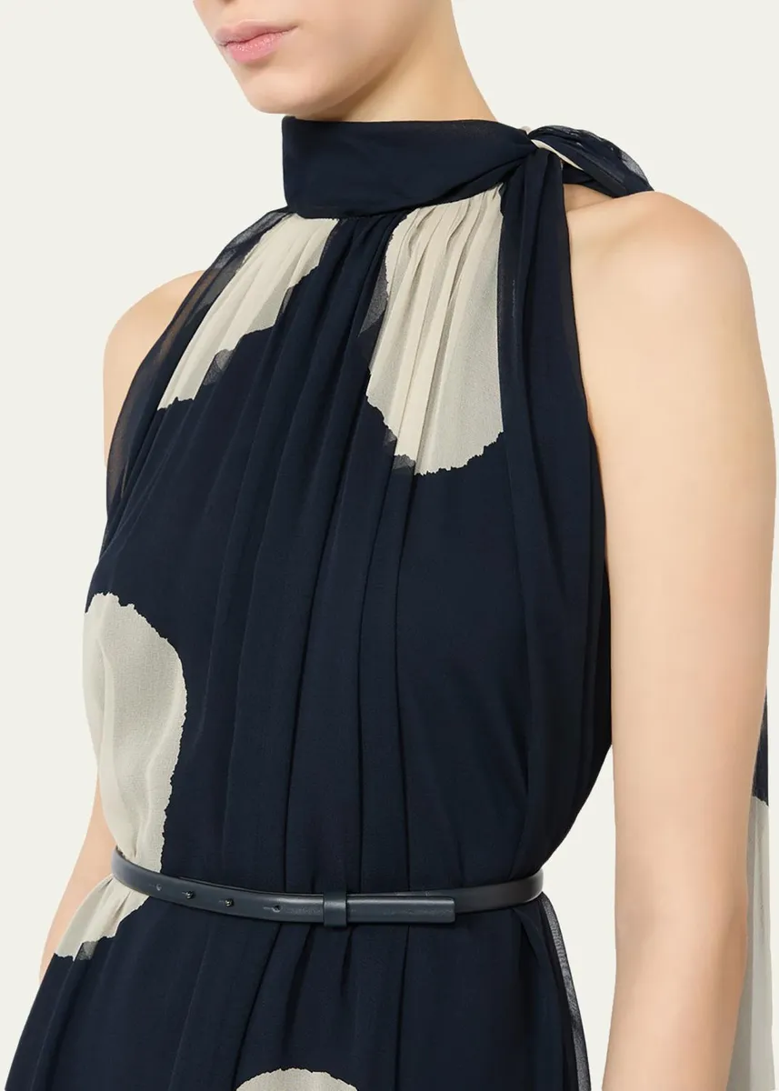 Max Mara Polka-Dot Silk Chiffon Scarf-Neck Halter Maxi Dress | Thumbnail 5 Max Mara Polka-Dot Silk Chiffon Scarf-Neck Halter Maxi Dress | Thumbnail 5