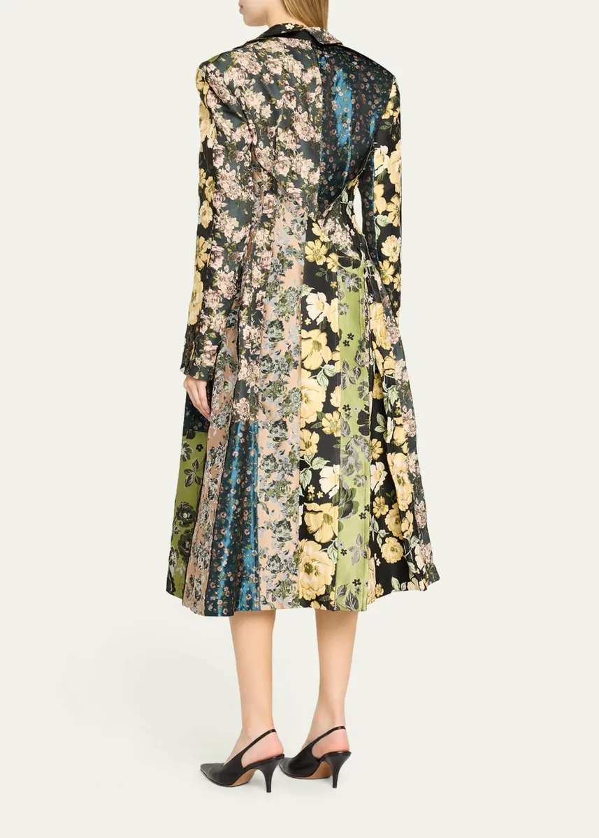 Jason Wu Collection Patchwork Floral Jacquard A-Line Long Jacket | Thumbnail 3