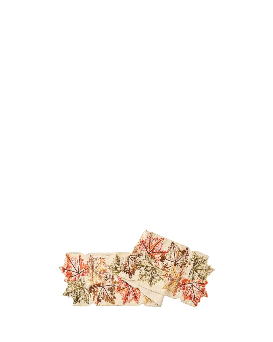 Kim Seybert Ember Leaf Embroidered Table Runner, 15" x 74" | Thumbnail 2 Kim Seybert Ember Leaf Embroidered Table Runner, 15" x 74" | Thumbnail 2
