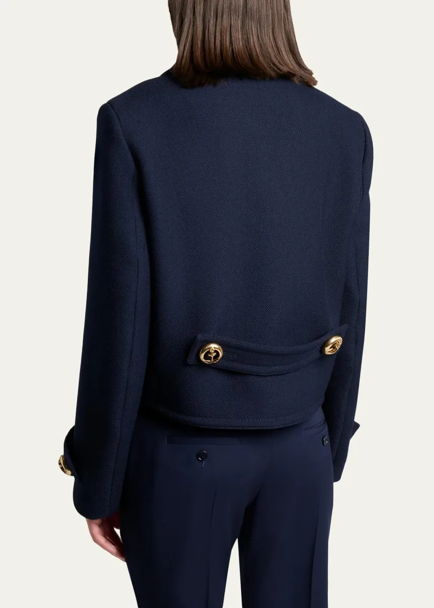 Balenciaga Double-Breasted Textured Wool Short Peacoat | Thumbnail 3