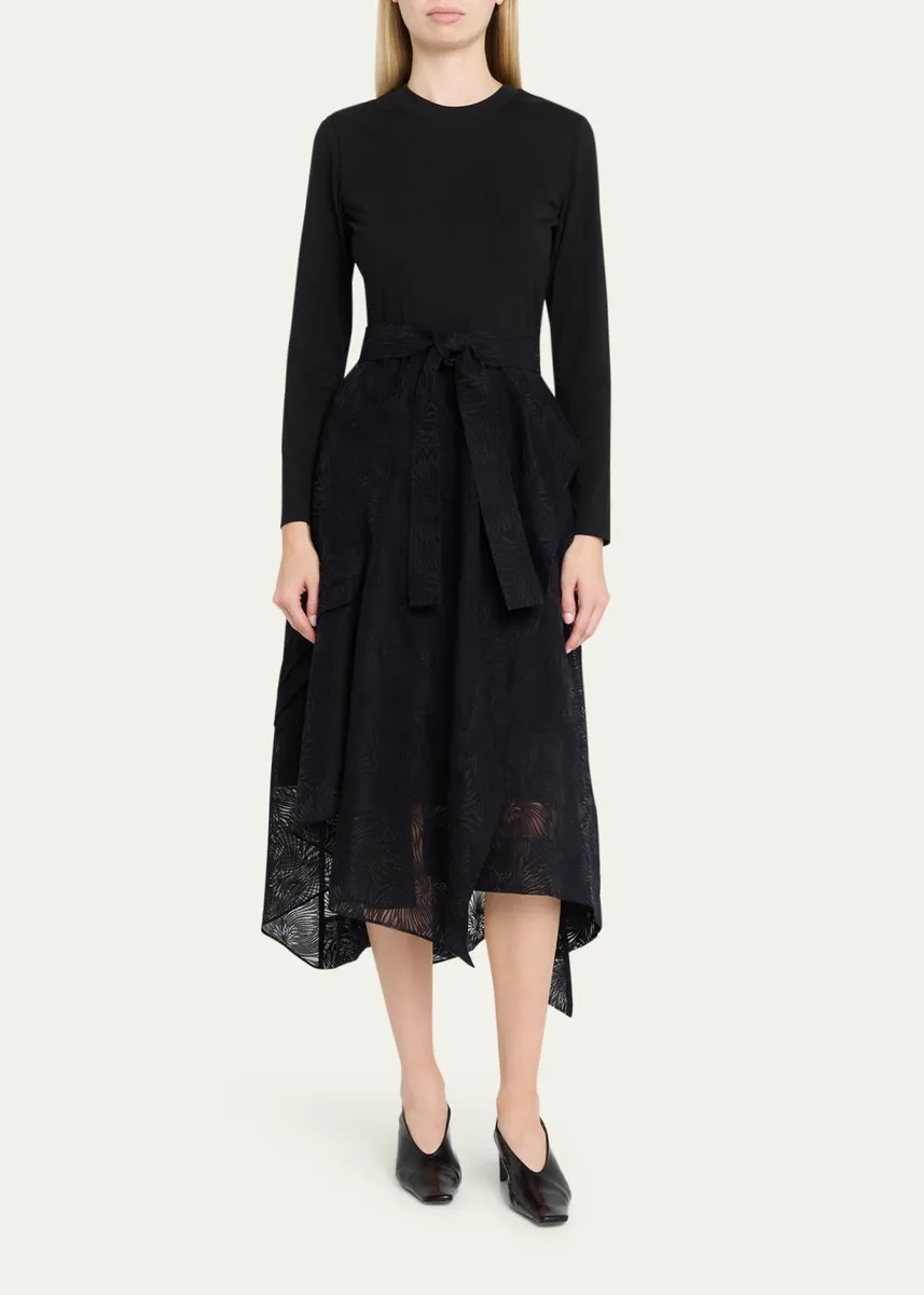 3.1 Phillip Lim Combo Long-Sleeve T-Shirt & Organza Midi Dress | Thumbnail 2
