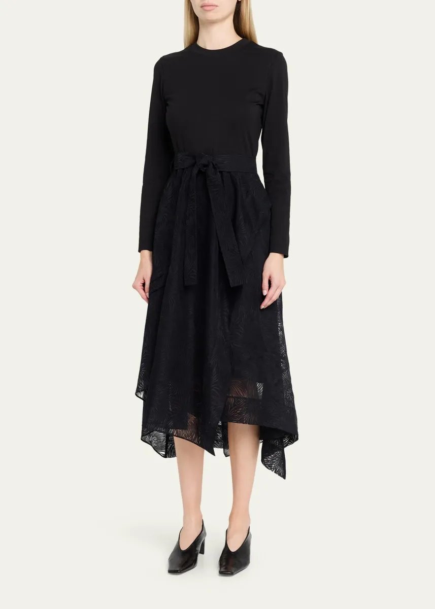 3.1 Phillip Lim Combo Long-Sleeve T-Shirt & Organza Midi Dress | Thumbnail 4