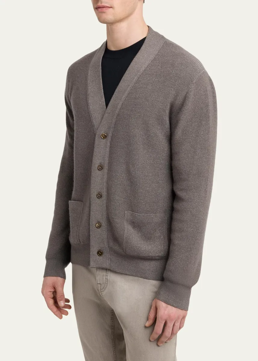 Brioni Men's Wool, Cashmere and Silk 18GG Knit Cardigan | Thumbnail 4