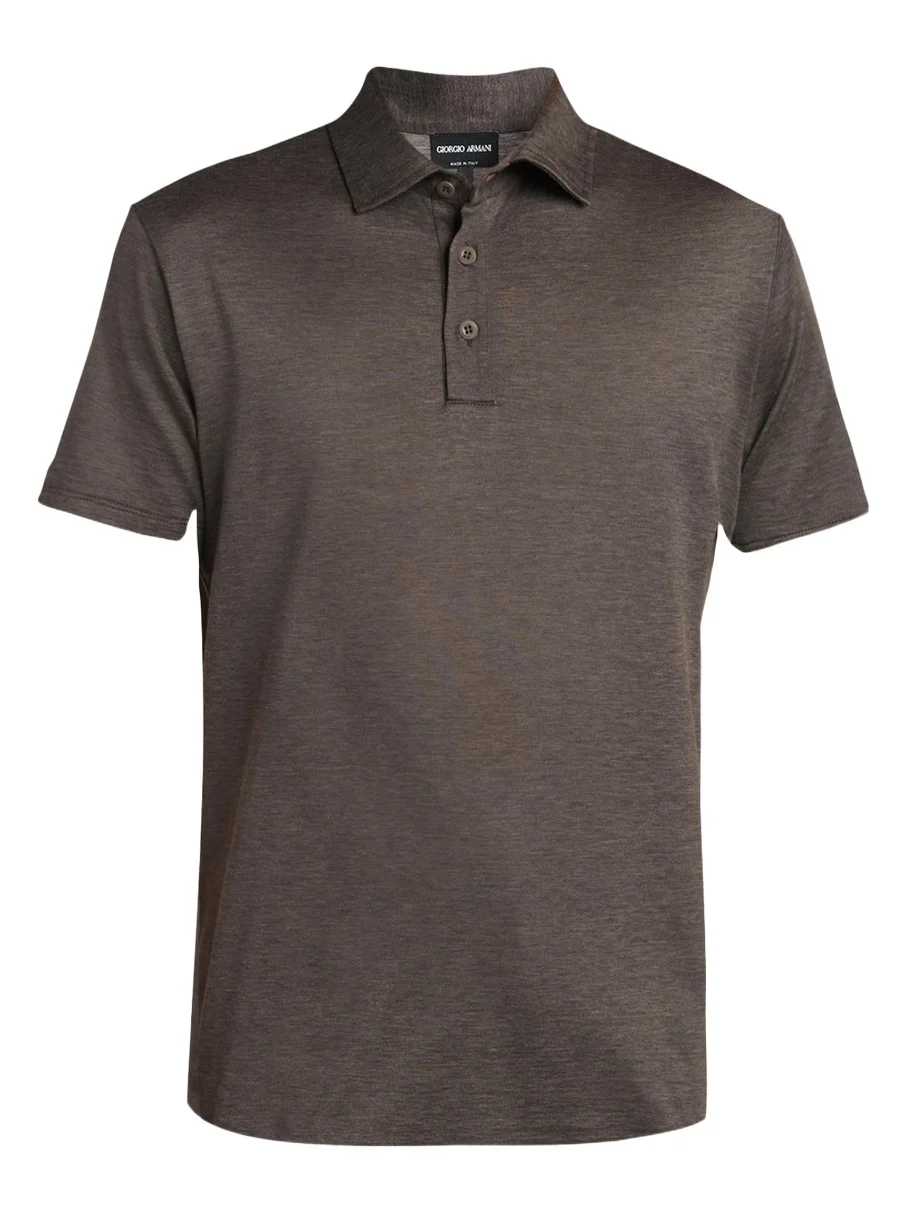 Giorgio Armani Men's Silk and Cotton Heathered Polo Shirt