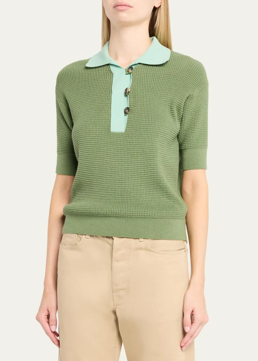 JW Anderson Short-Sleeve Textured Knit Polo Sweater | Thumbnail 4 JW Anderson Short-Sleeve Textured Knit Polo Sweater | Thumbnail 4
