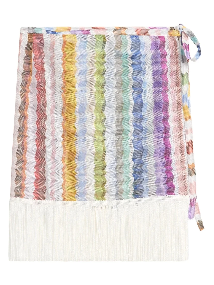 Missoni Chevron Fringe Sarong Mini Skirt