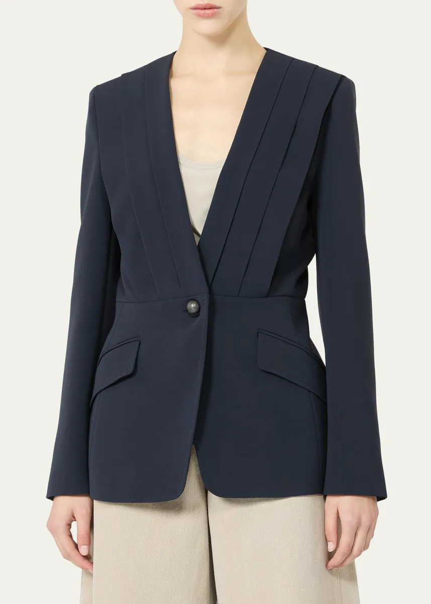 Max Mara Pleated Single-Breasted Jacket | Thumbnail 4 Max Mara Pleated Single-Breasted Jacket | Thumbnail 4