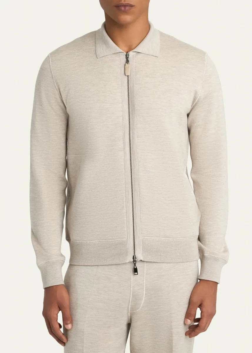Brioni Men's Heathered Zip-Front Jacket | Thumbnail 4