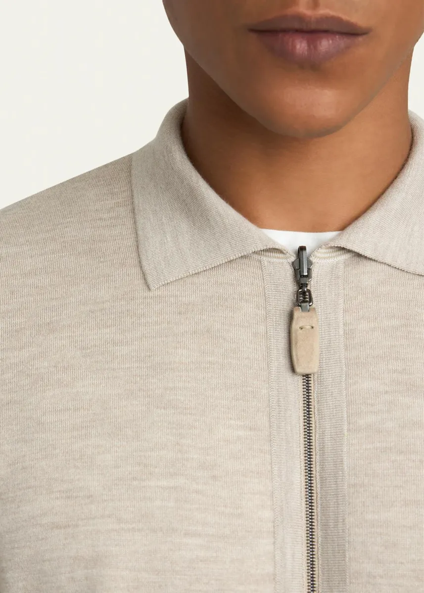 Brioni Men's Heathered Zip-Front Jacket | Thumbnail 5
