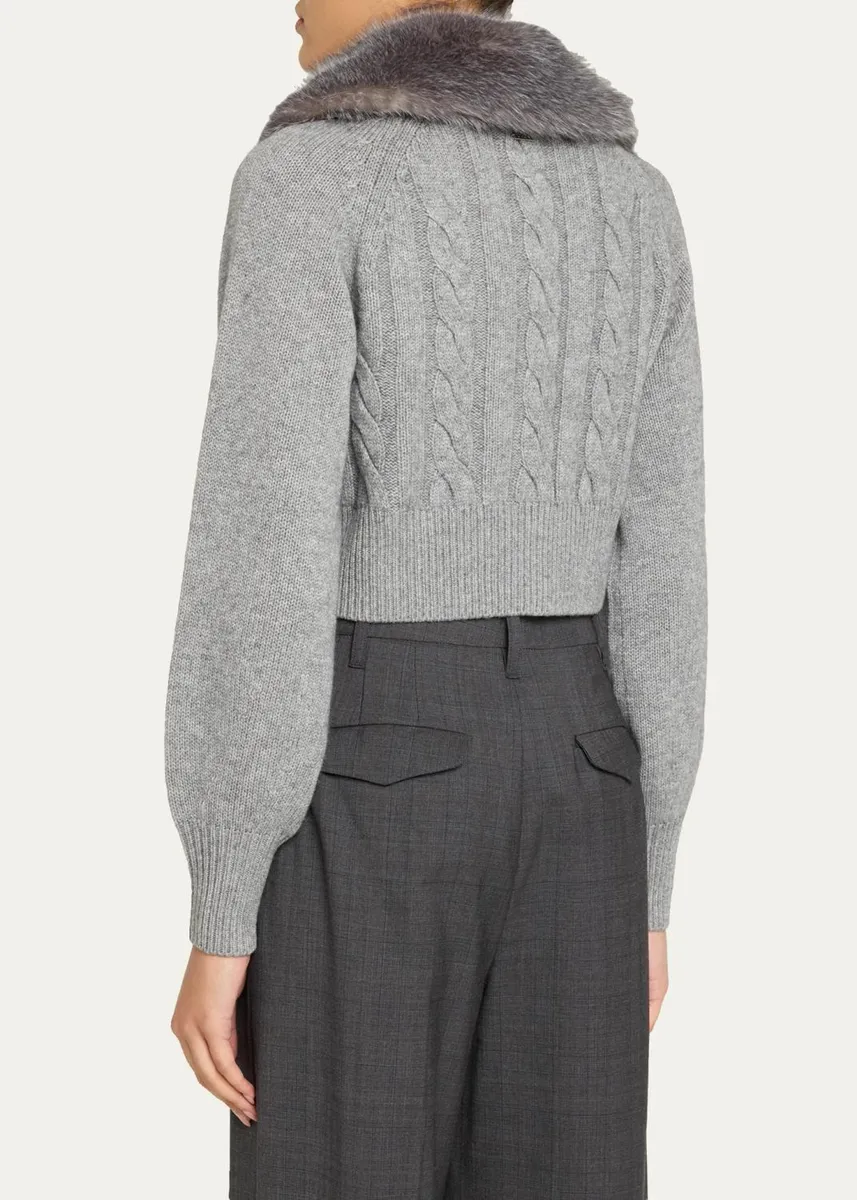 Toccin Rita Cable-Knit Cardigan with Removable Collar | Thumbnail 3