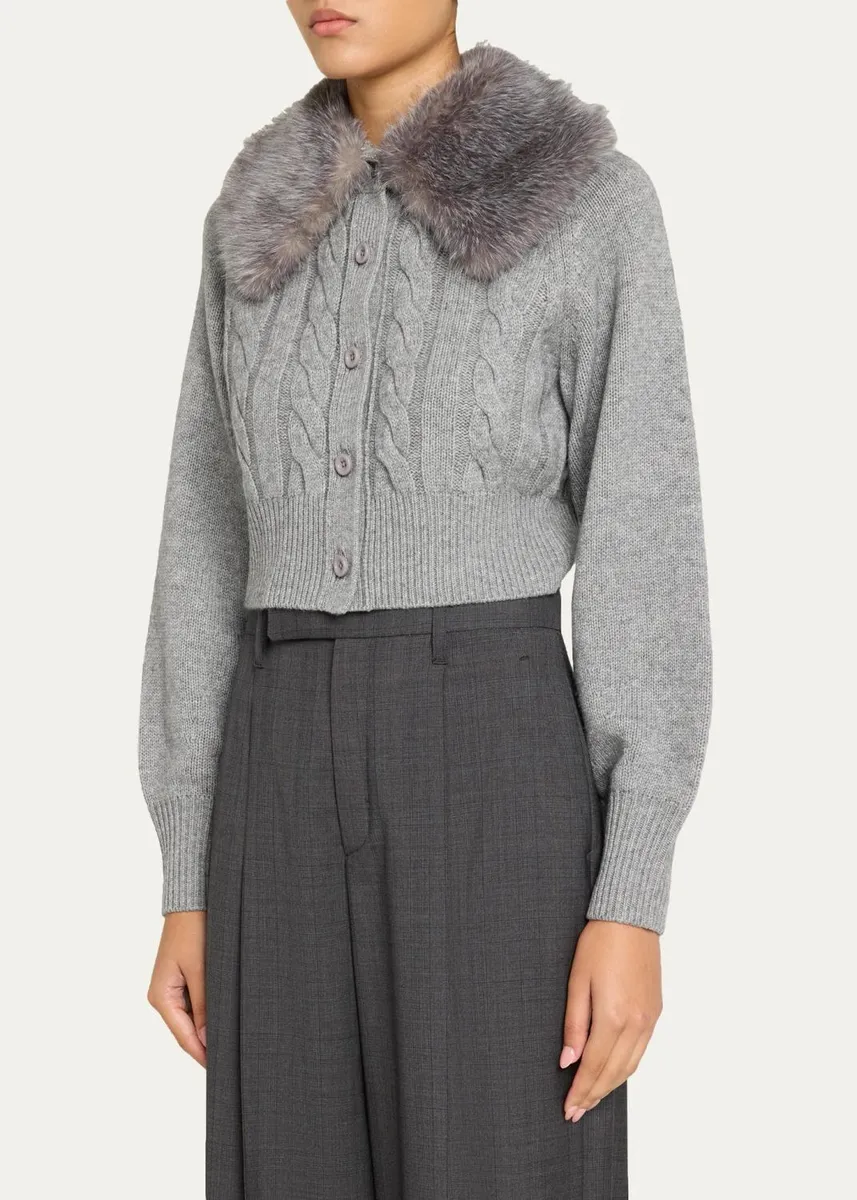 Toccin Rita Cable-Knit Cardigan with Removable Collar | Thumbnail 4