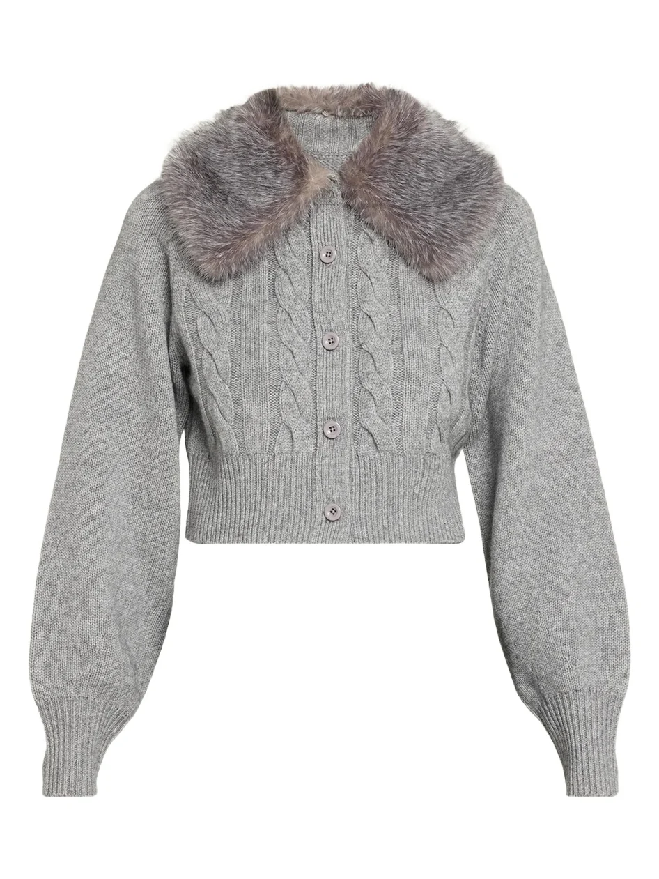 Toccin Rita Cable-Knit Cardigan with Removable Collar