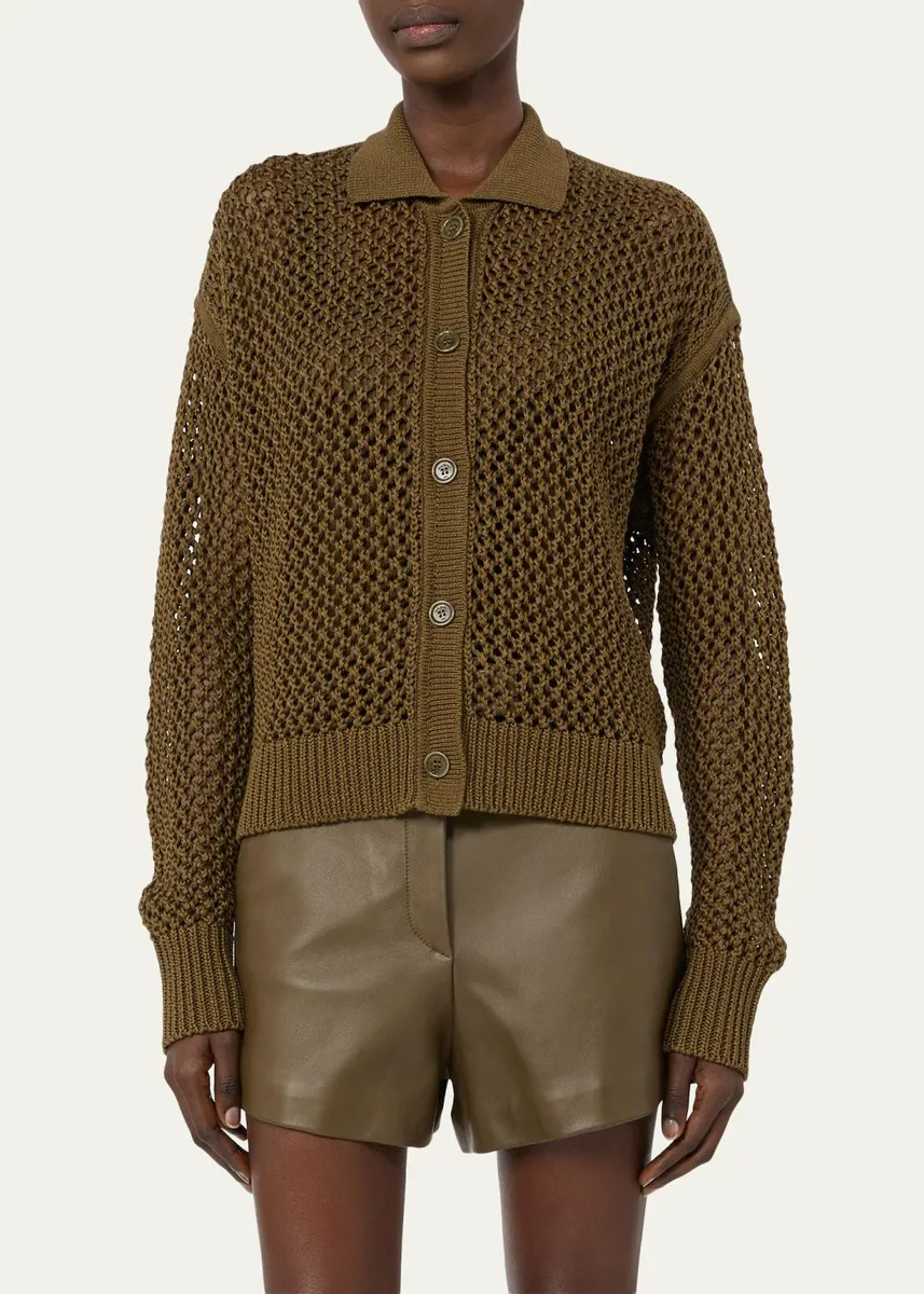 Max Mara Net Knit Collared Cardigan | Thumbnail 3 Max Mara Net Knit Collared Cardigan | Thumbnail 3