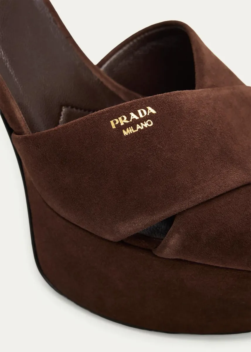 Prada 115mm Suede Crisscross Platform Sandals | Thumbnail 5 Prada 115mm Suede Crisscross Platform Sandals | Thumbnail 5