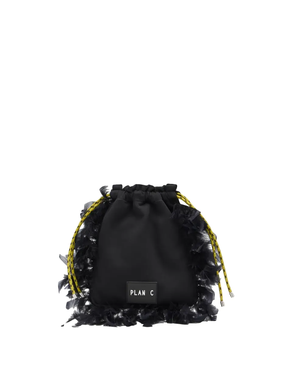 Plan C Fleece & Feather Drawstring Pouch Bag | Thumbnail 2 Plan C Fleece & Feather Drawstring Pouch Bag | Thumbnail 2