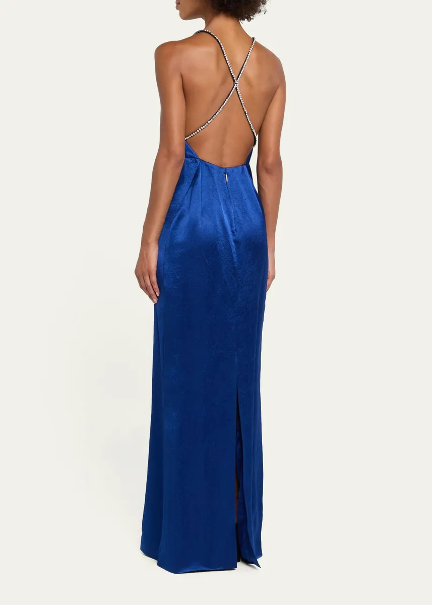 Jason Wu Collection Crystal Strappy Backless Satin Apron Gown | Thumbnail 3