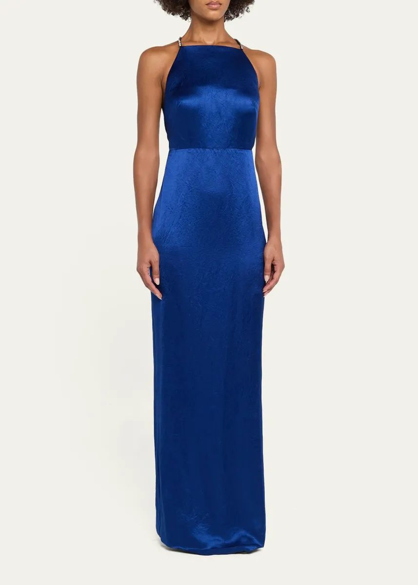 Jason Wu Collection Crystal Strappy Backless Satin Apron Gown | Thumbnail 4