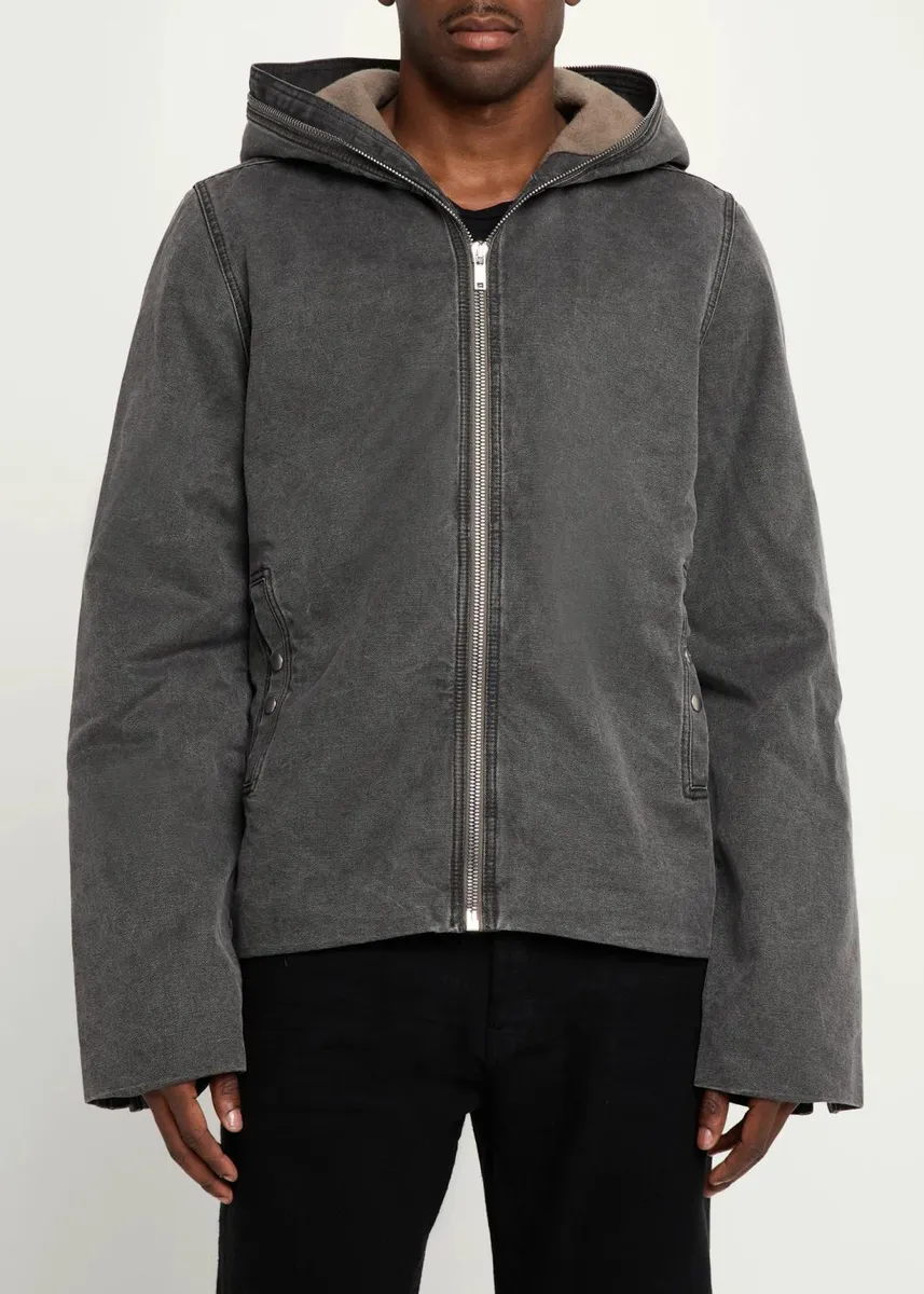 DRKSHDW RICK OWENS Men's Washed Cotton Hooded Full-Zip Jacket | Thumbnail 4 DRKSHDW RICK OWENS Men's Washed Cotton Hooded Full-Zip Jacket | Thumbnail 4