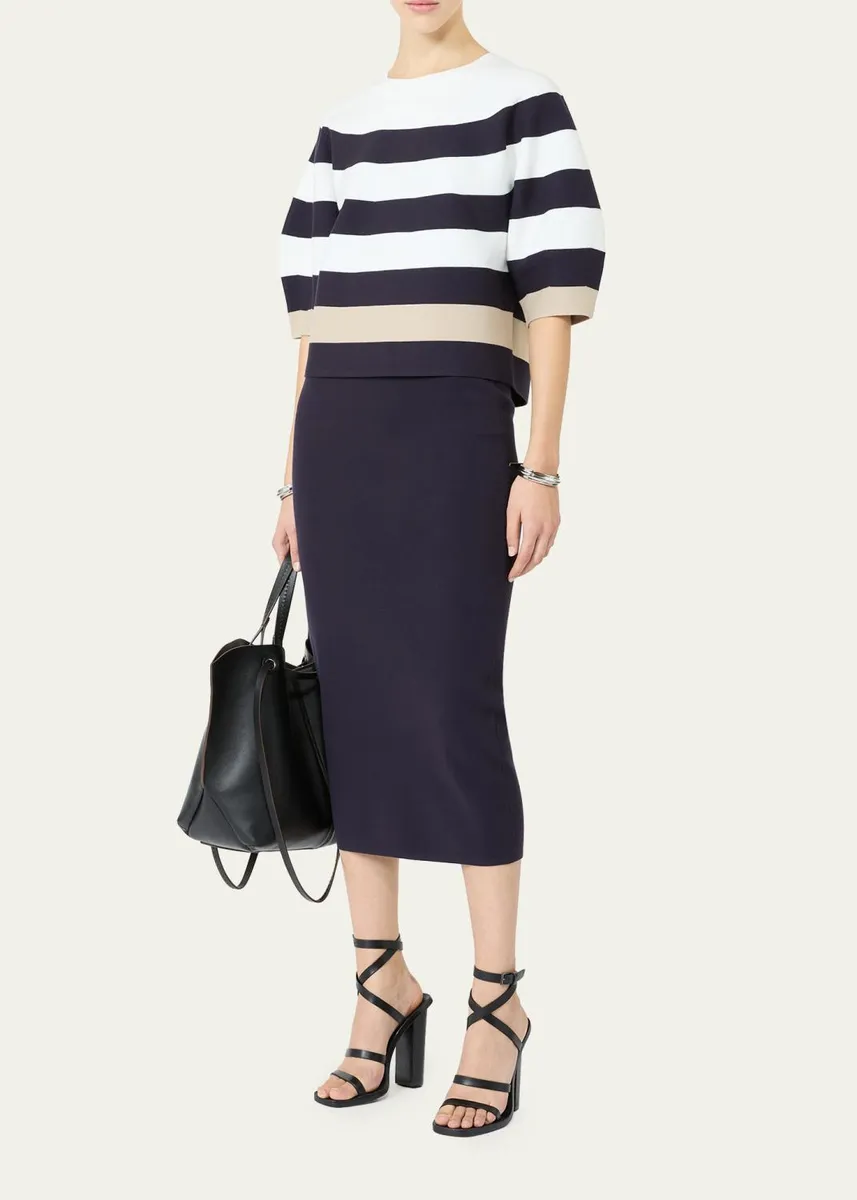 Max Mara Voto Striped Knit Puff-Sleeve Top | Thumbnail 2 Max Mara Voto Striped Knit Puff-Sleeve Top | Thumbnail 2