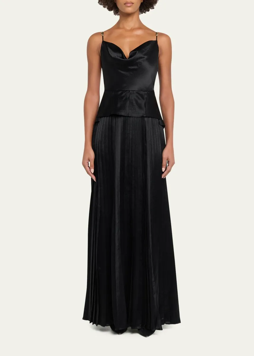Jason Wu Collection Cowl-Neck Pleated Satin Peplum Gown | Thumbnail 2