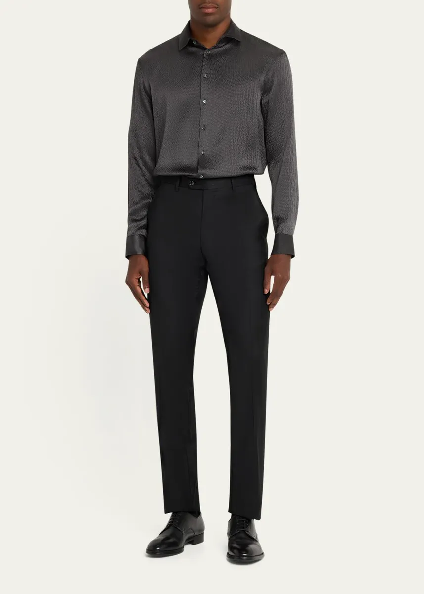 Giorgio Armani Men's Textured Silk Sport Shirt | Thumbnail 2
