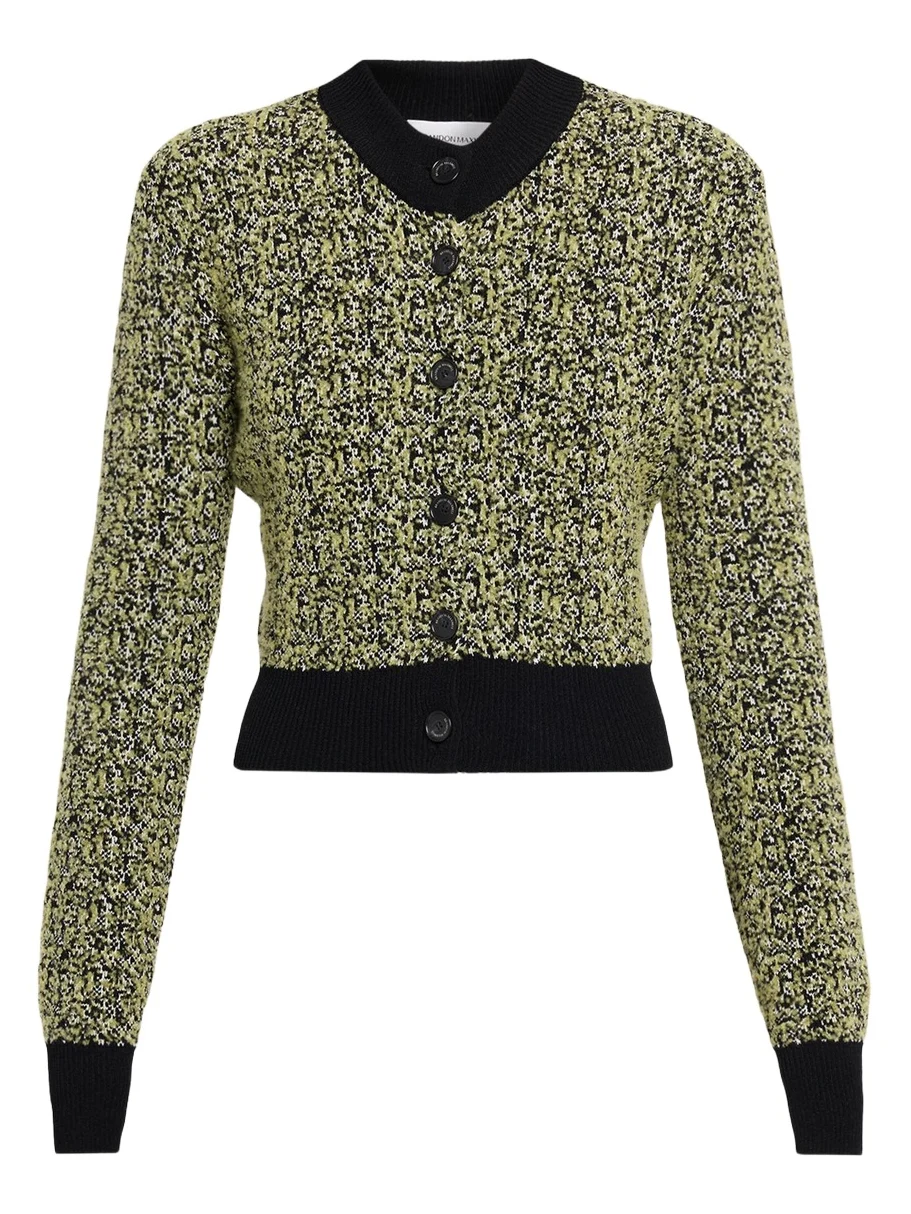 Brandon Maxwell Aubrey Melange Knit Cardigan