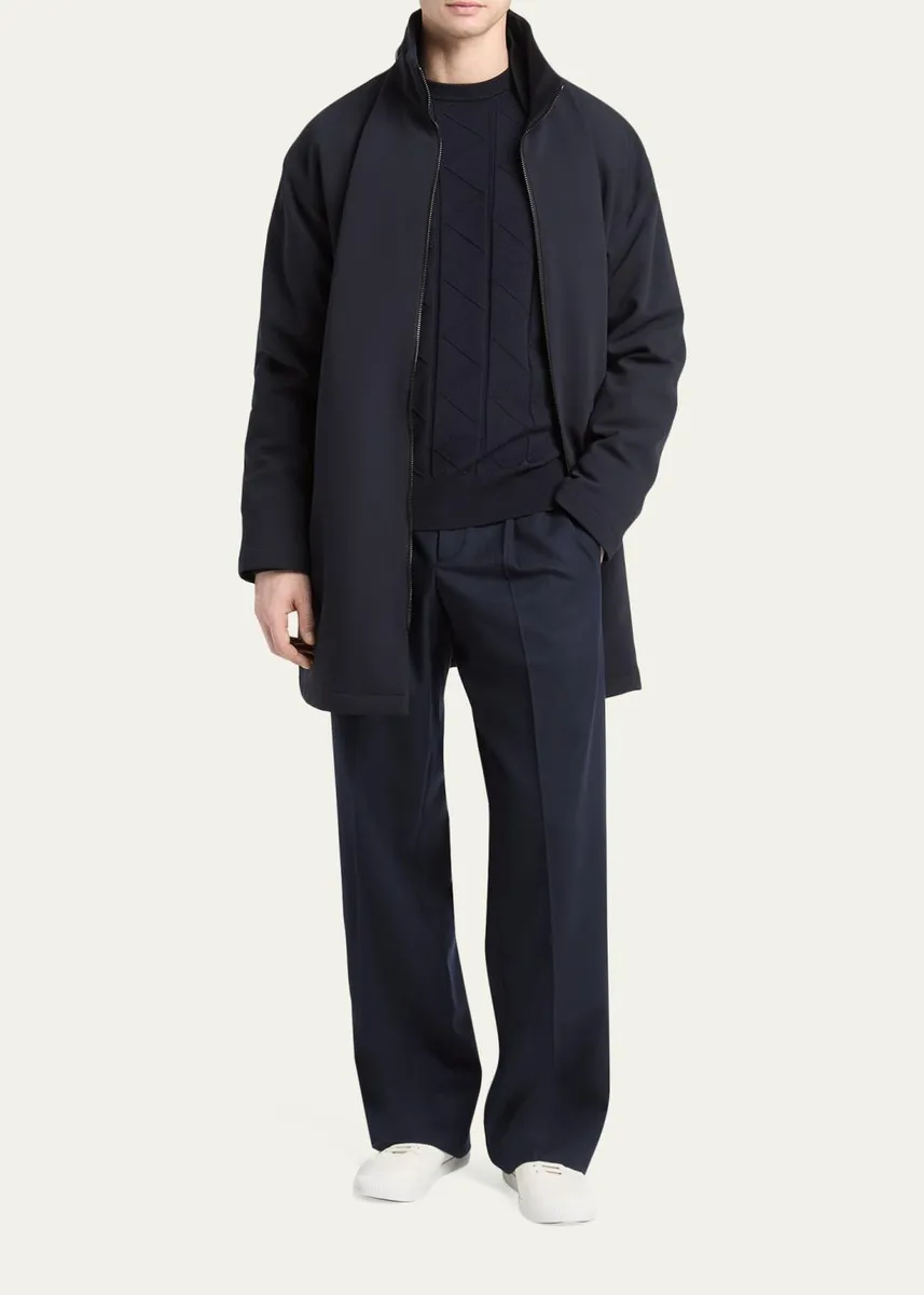 Giorgio Armani Men's Chevron-Knit Virgin Wool Crewneck Sweater | Thumbnail 2