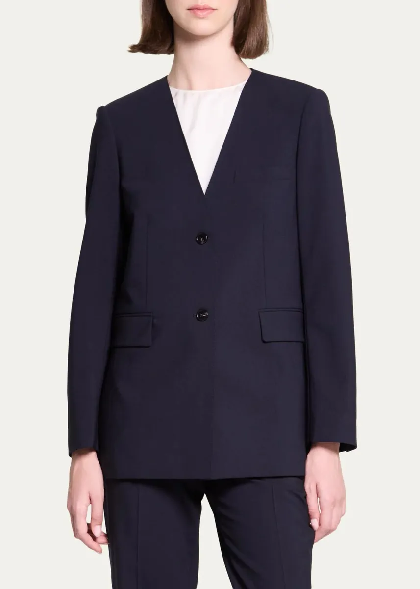 Theory Collarless V-Neck Blazer | Thumbnail 3