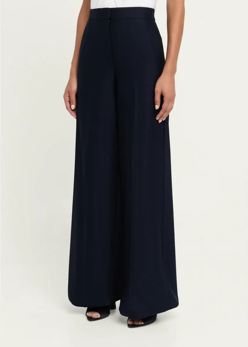 Max Mara High-Rise Wool Pique Jersey Wide-Leg Pants | Thumbnail 4 Max Mara High-Rise Wool Pique Jersey Wide-Leg Pants | Thumbnail 4