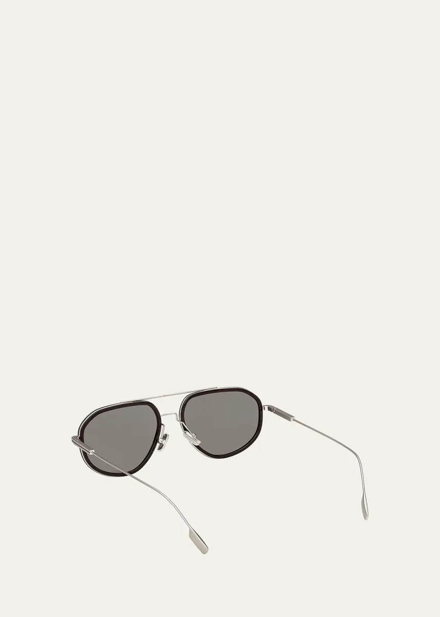 Zegna Men's Double-Bridge Titanium Aviator Sunglasses | Thumbnail 2 Zegna Men's Double-Bridge Titanium Aviator Sunglasses | Thumbnail 2