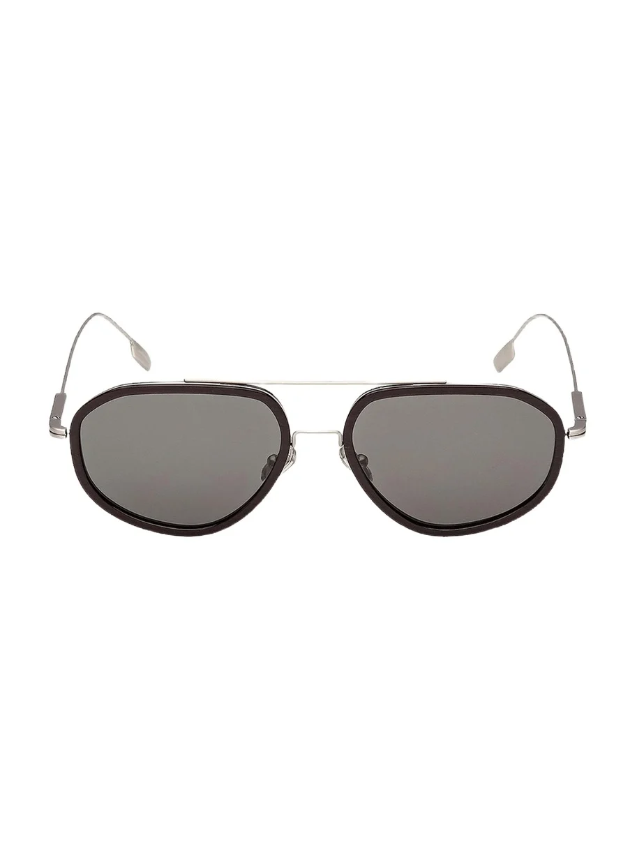 Zegna Men's Double-Bridge Titanium Aviator Sunglasses