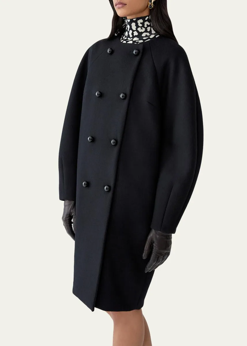 Carolina Herrera Wool Double-Breasted Cocoon Coat | Thumbnail 4