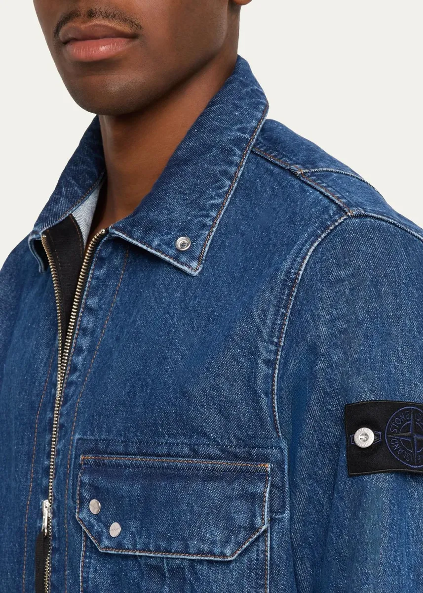 Stone Island Men's Denim Full-Zip Overshirt | Thumbnail 5