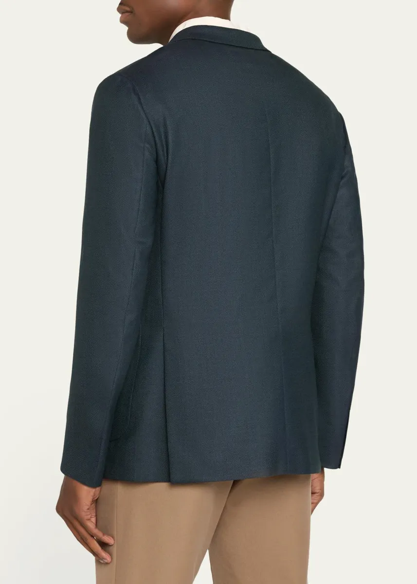 Brioni Men's Wool Herringbone Double-Breasted Sport Coat | Thumbnail 3
