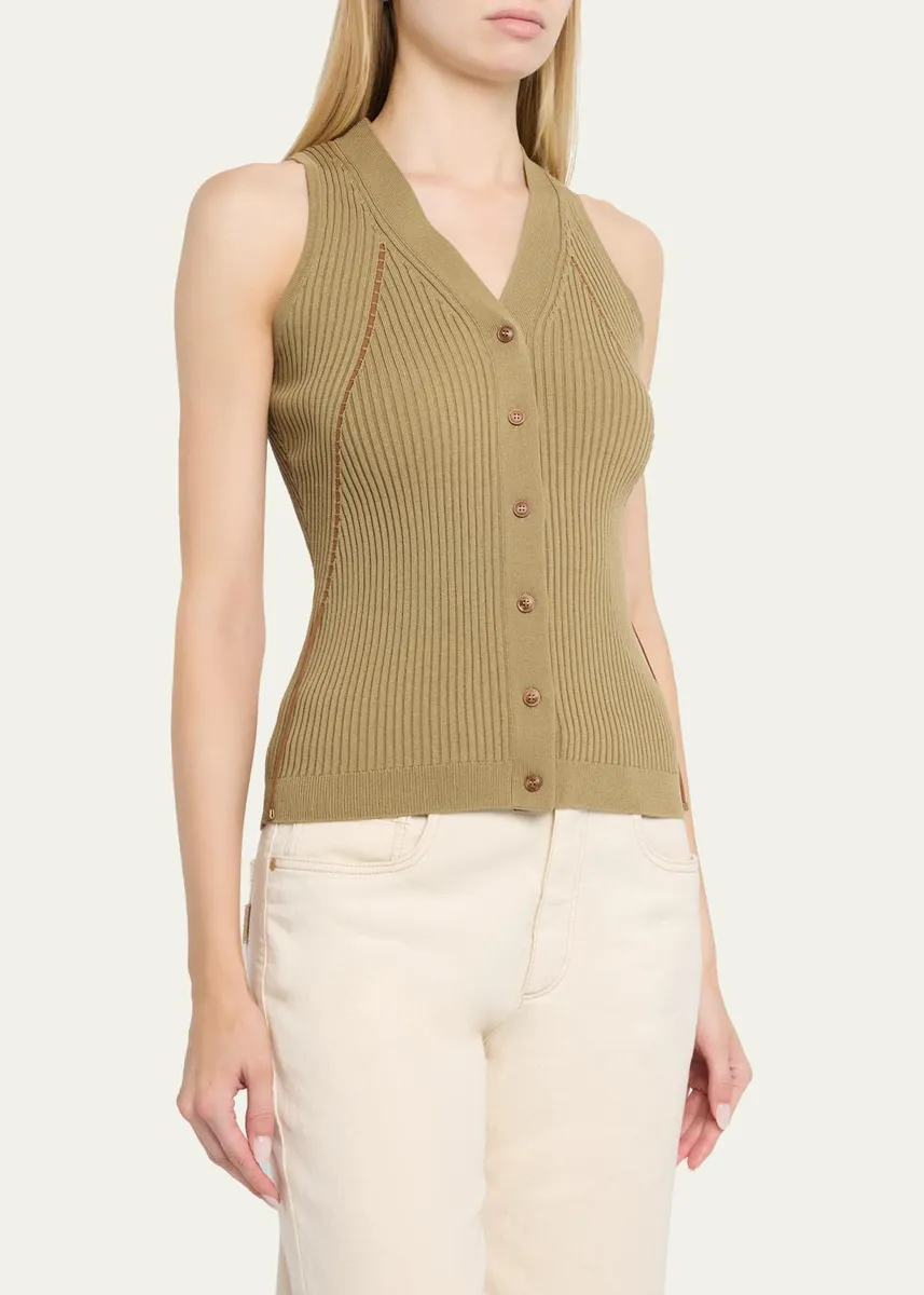 Max Mara Ties V-Neck Rib Knit Waistcoat | Thumbnail 4 Max Mara Ties V-Neck Rib Knit Waistcoat | Thumbnail 4