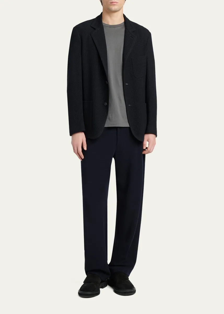 Giorgio Armani Men's Wool Textured Knit Blazer | Thumbnail 2