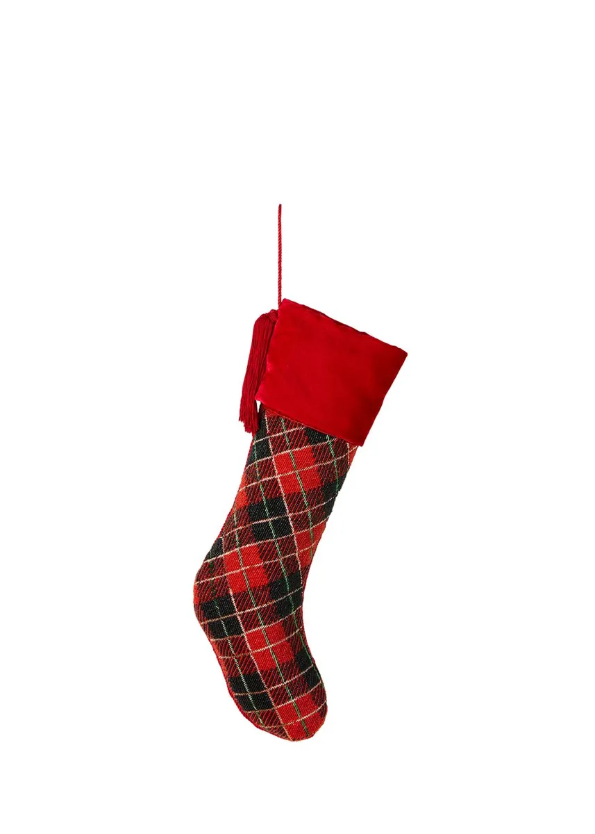 Sudha Pennathur Embellished Plaid Stocking | Thumbnail 3 Sudha Pennathur Embellished Plaid Stocking | Thumbnail 3