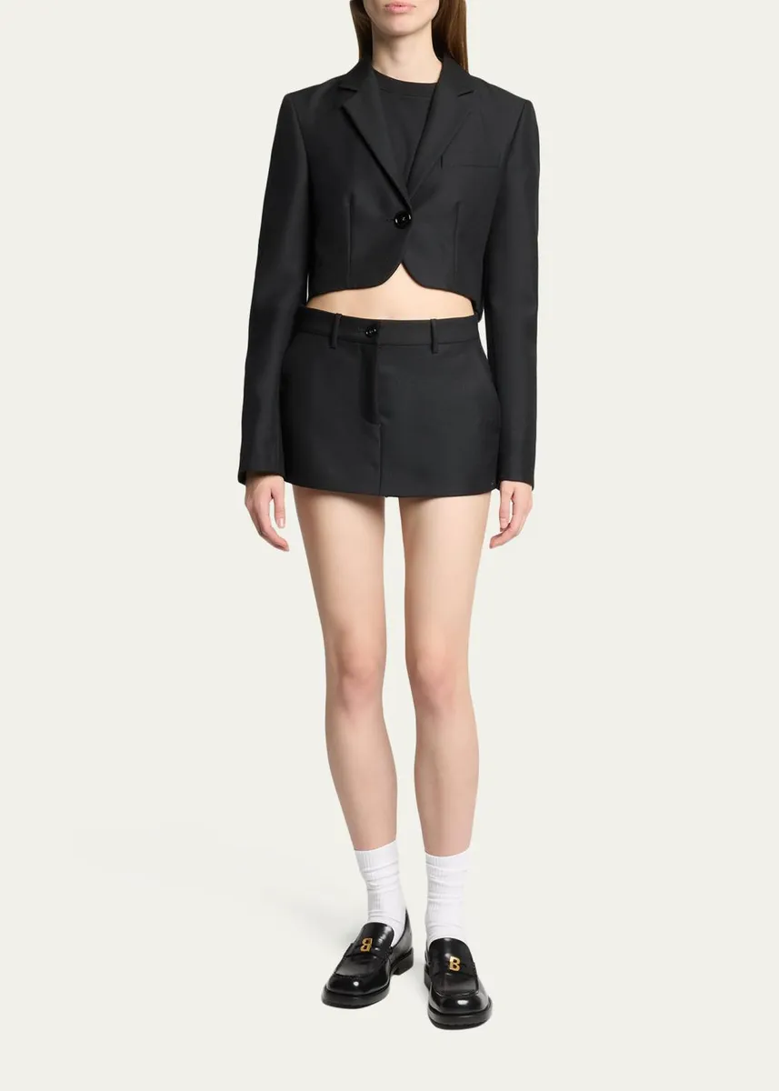 Balenciaga Single-Breasted Wool Twill Crop High-Low Jacket | Thumbnail 2