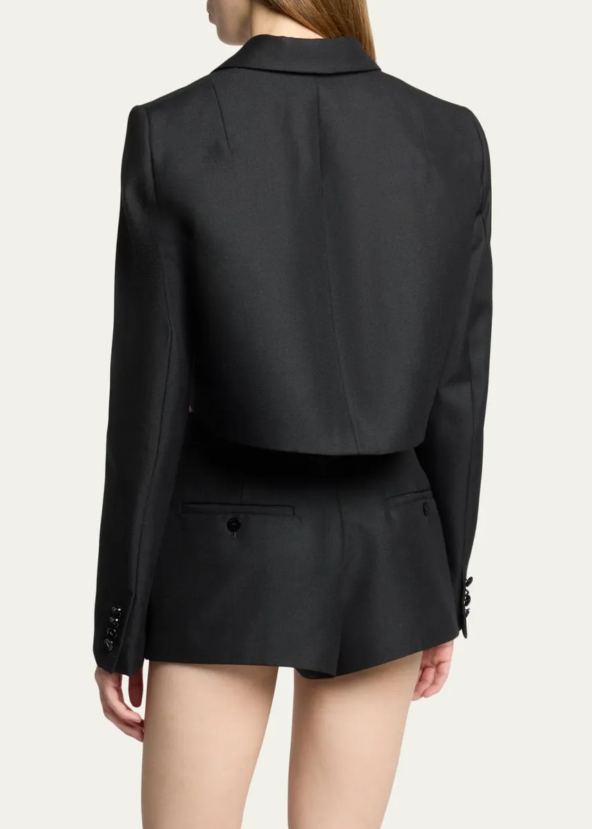 Balenciaga Single-Breasted Wool Twill Crop High-Low Jacket | Thumbnail 3