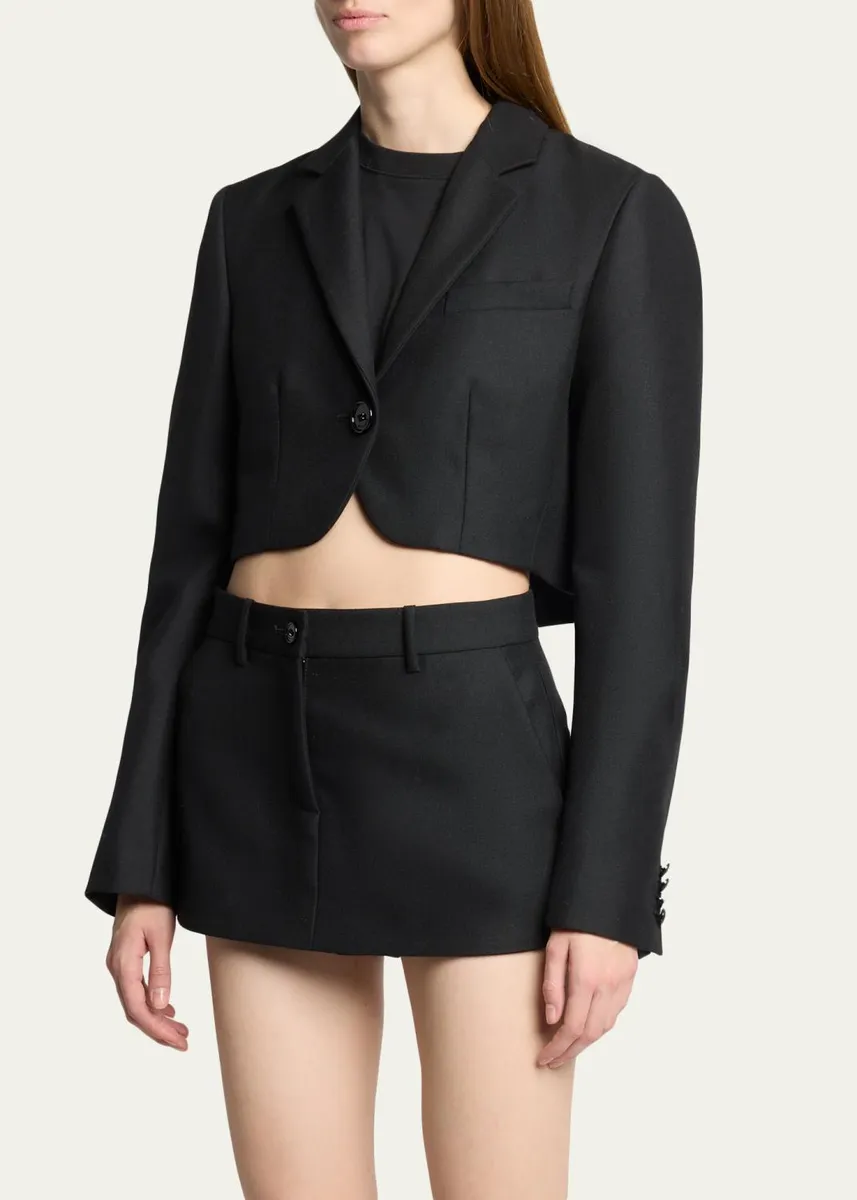 Balenciaga Single-Breasted Wool Twill Crop High-Low Jacket | Thumbnail 4